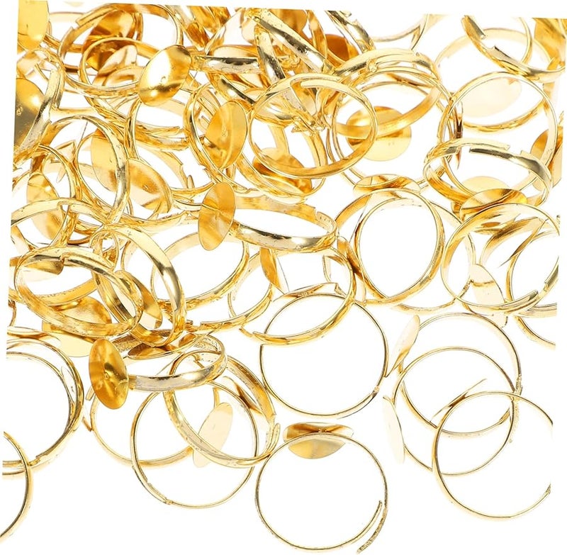 Adjustable Ring Blanks 100pcs DIY Jewelry Making Kit for Adults Silver Tone - Image 1